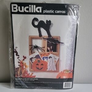 Vintange Bucilla Halloween Plastic Canvas Kit Frame & Card Holder